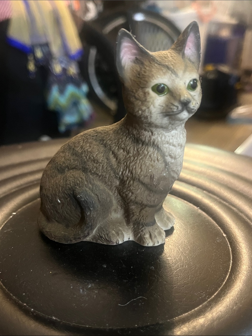 Realistic Vintage Tabby Cat Figurine for Cats and Collectors Green Eyes 403